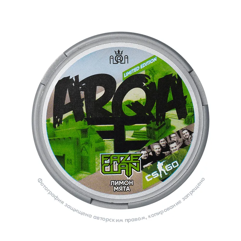 Снюс ARQA CS:GO Faze Clan, 120 мг/г, лимон и мята, limited edition